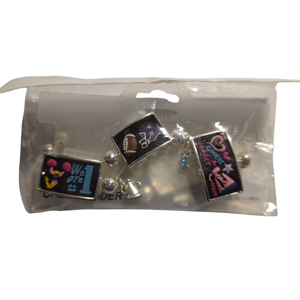 Cheerleader Charm Bracelet kit Silver Tone beads craft gift sports